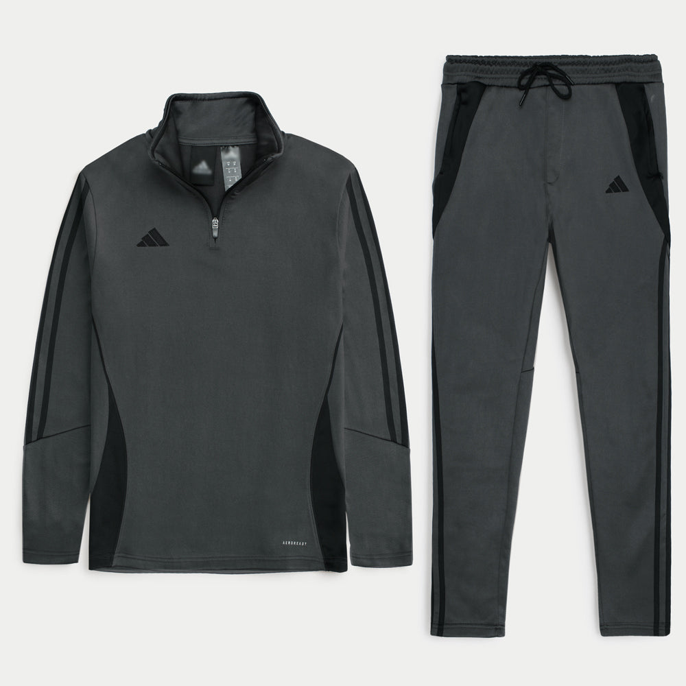 ADDAS Imported Tiro Piping Quarter Zip Tracksuit (Grey)