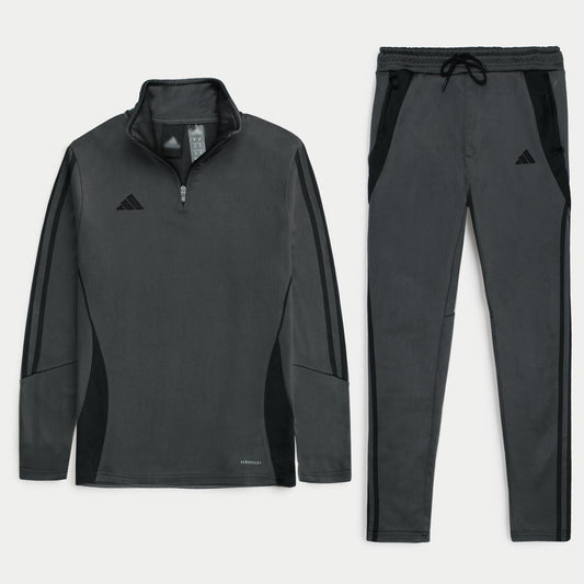 ADDAS Imported Tiro Piping Quarter Zip Tracksuit (Grey)