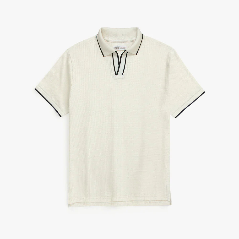ZR PREMIUM MEN'S V NECK POLO SHIRT (OFF-WHITE)