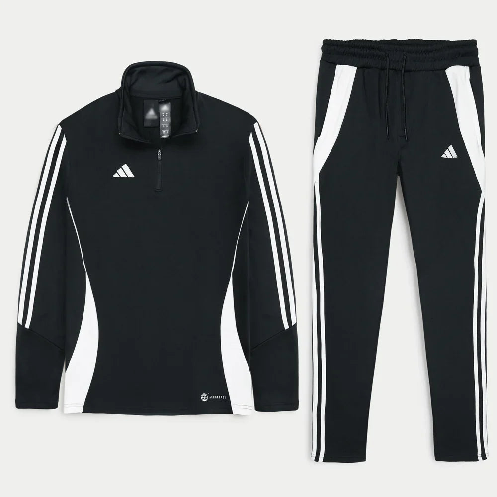 ADDAS Imported Tiro Piping Quarter Zip Tracksuit (Black)