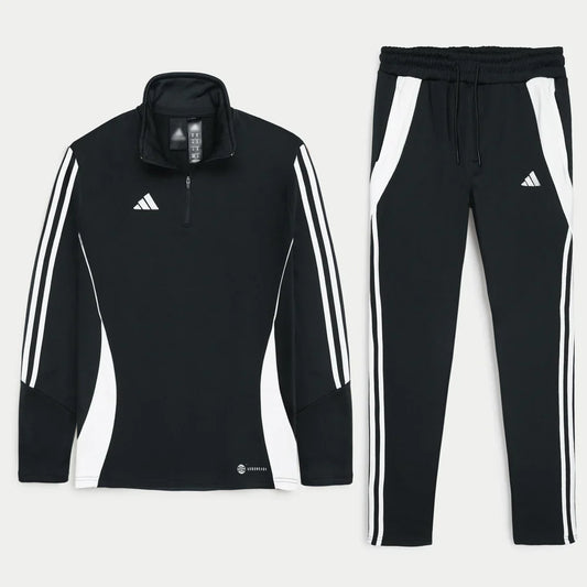 ADDAS Imported Tiro Piping Quarter Zip Tracksuit (Black)