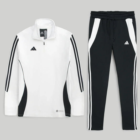 ADDAS Imported Tiro Piping Quarter Zip Tracksuit (White&Black)