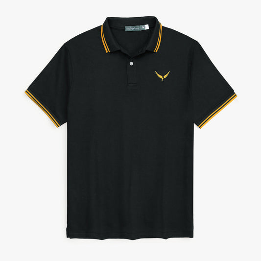 Cotton Eagle Premium Tipping Collar Polo Shirt (Black)