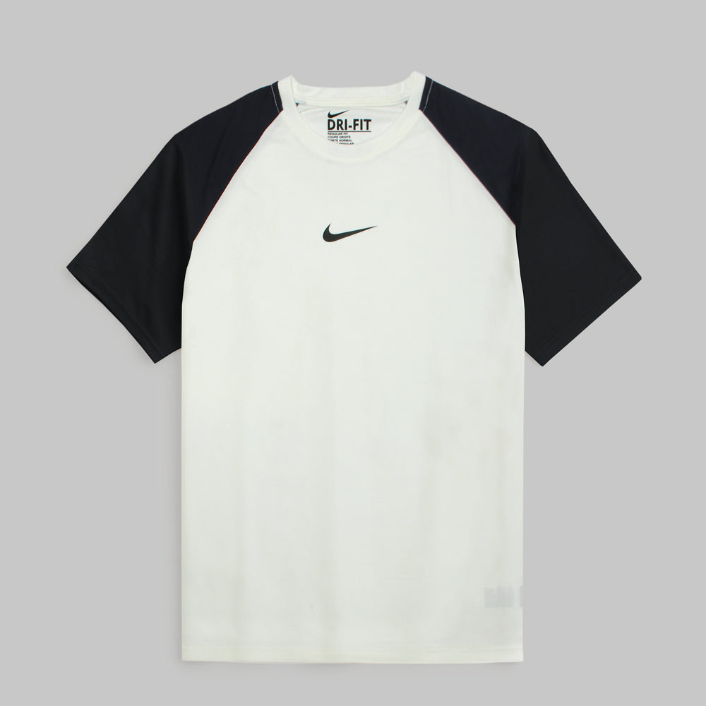NKE Imported Mesh Shoulder Dri Fit T-Shirt (White & Black)