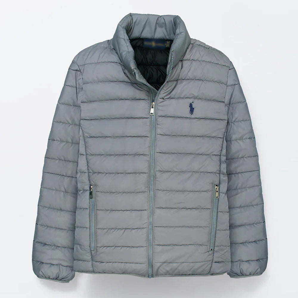 RL Full Sleeves Small Pony Puffer Jacket (Steel Grey)