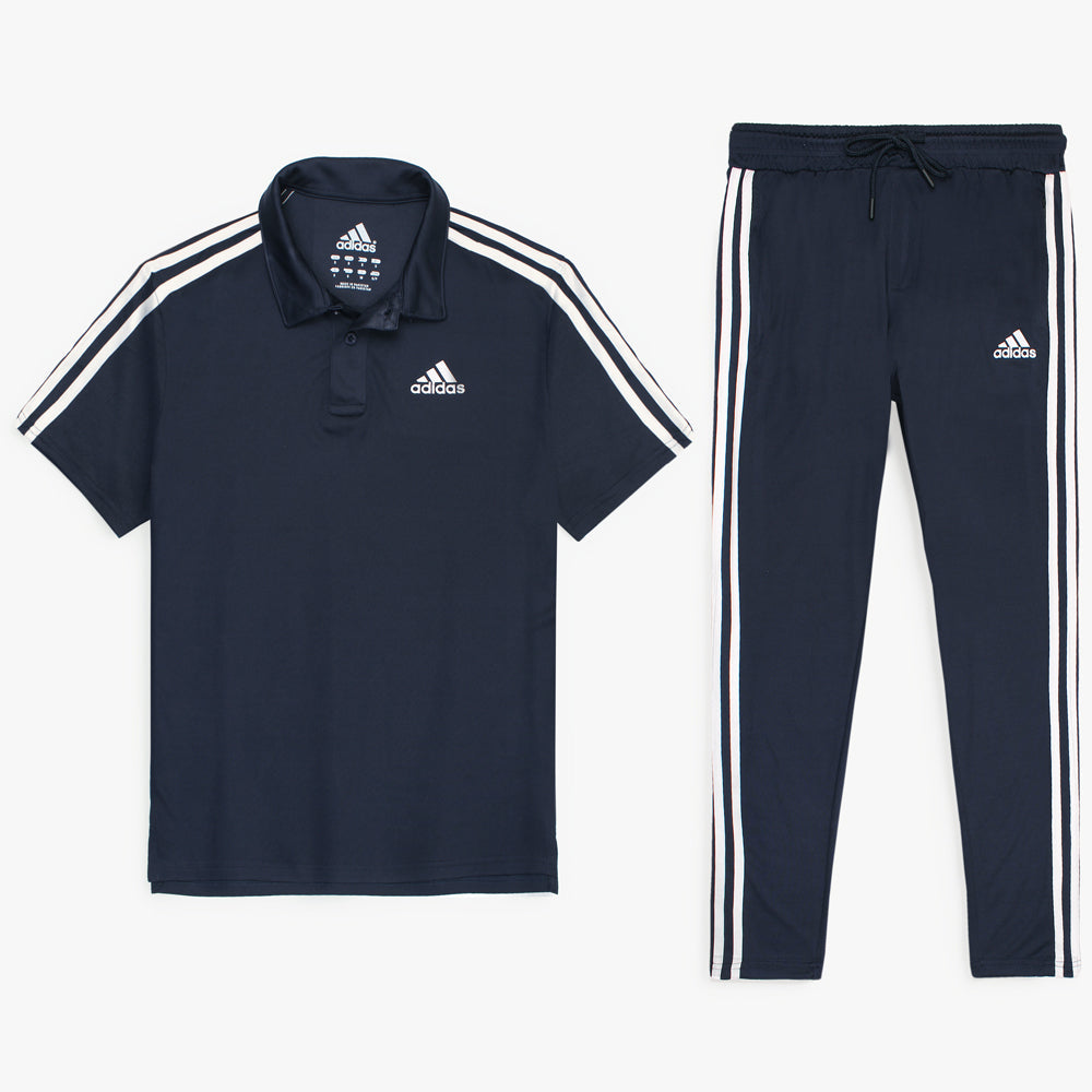 ADDAS PREMIUM MESH DRI-FIT 3 STRIPE TRACKSUIT (NAVY BLUE)