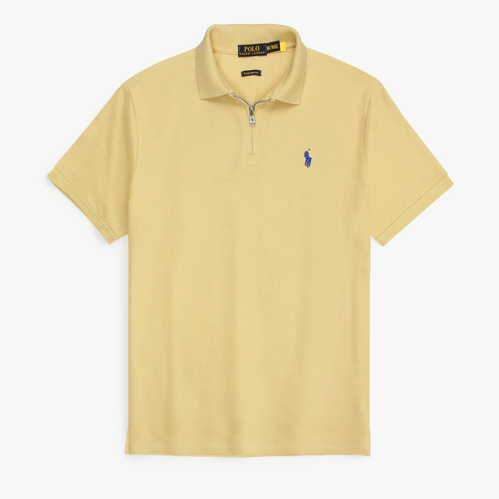 RL Premium Small Pony Zip Up Polo shirt (Yellow)