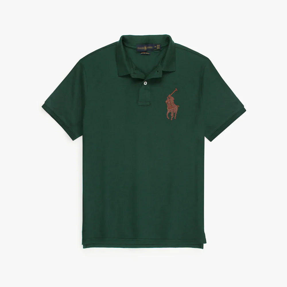 RL PREMIUM LEATHER BIG HORSE POLO SHIRT (GREEN)