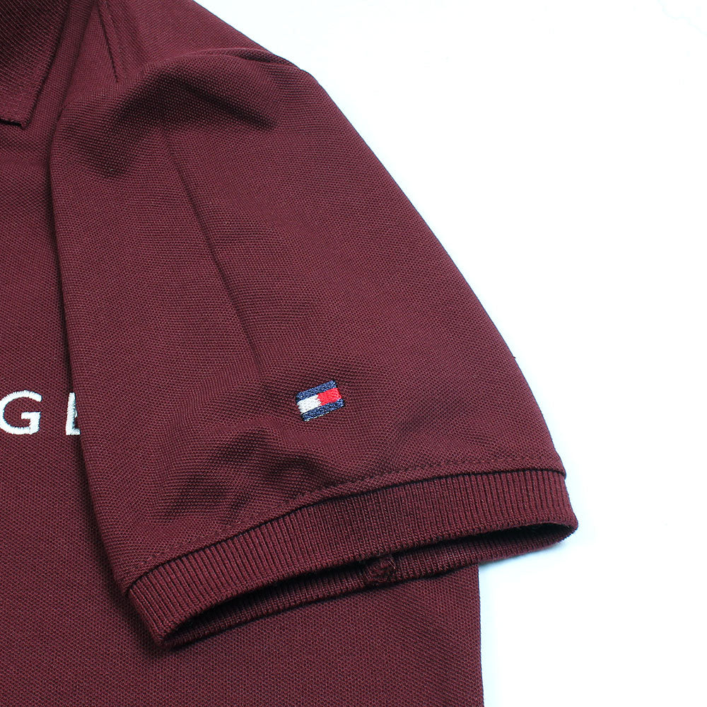 TOMMY PREMIUM SELF EMB ZIP-UP POLO SHIRT (MAROON)