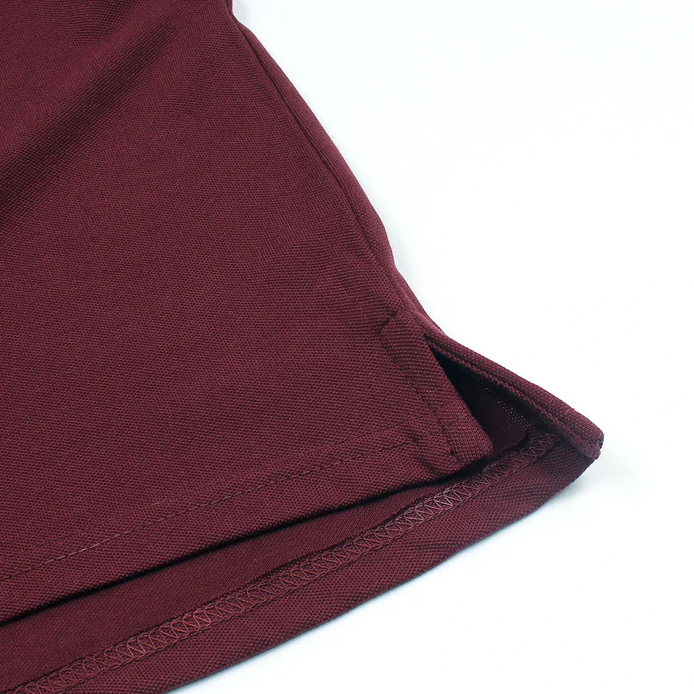 TOMMY PREMIUM SELF EMB ZIP-UP POLO SHIRT (MAROON)