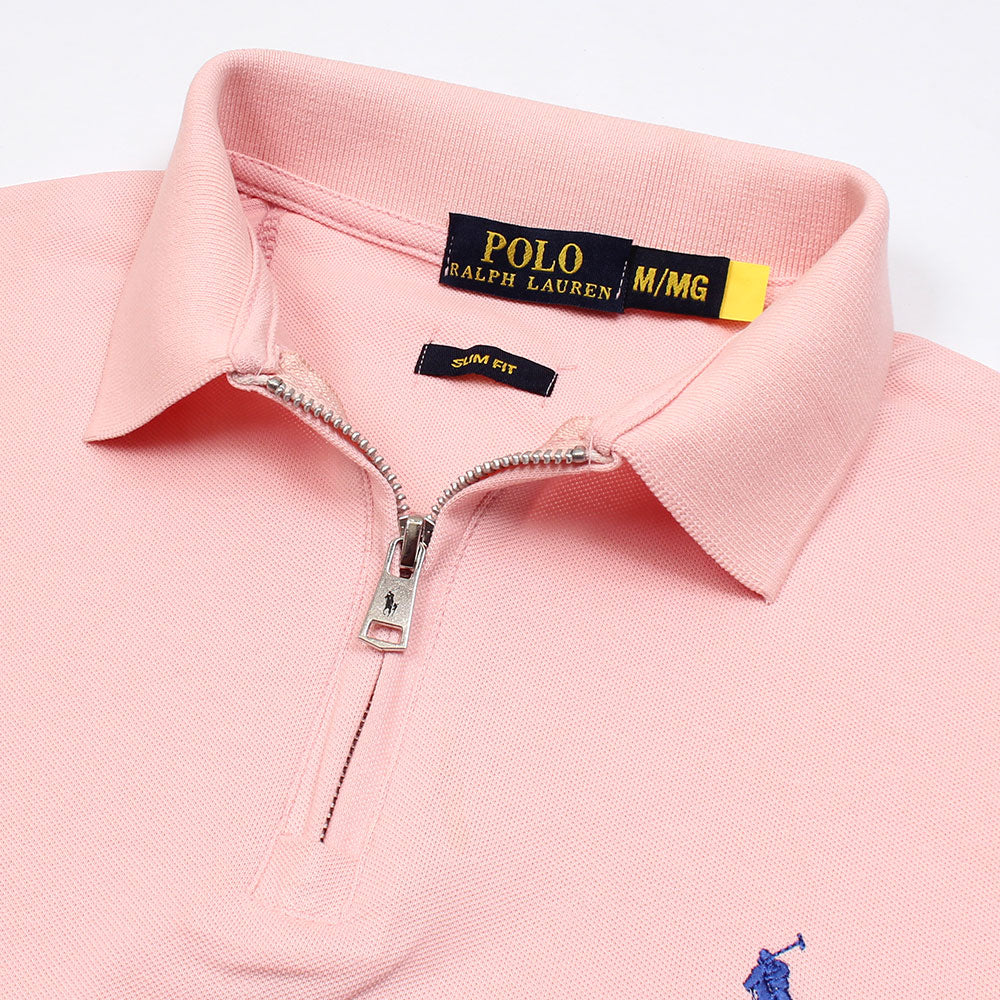 RL Premium Small Pony Zip Up Polo shirt (Pink)