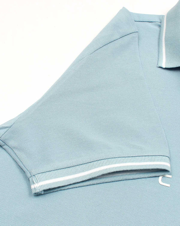 HKT IMPORTED MEN'S TIPPED POLO SHIRT (SKY BLUE)