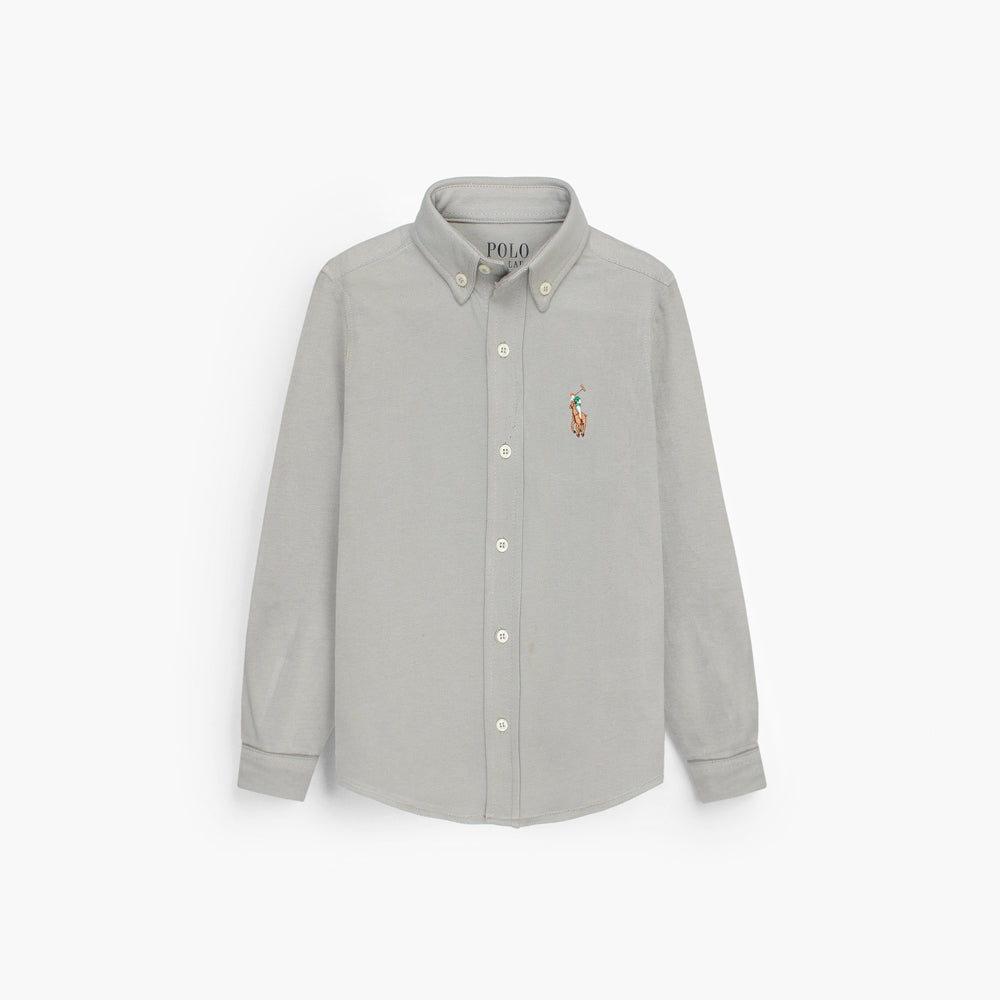 RL IMPORTED KID'S OXFORD BUTTON CASUAL SHIRT (HEATHER GREY)