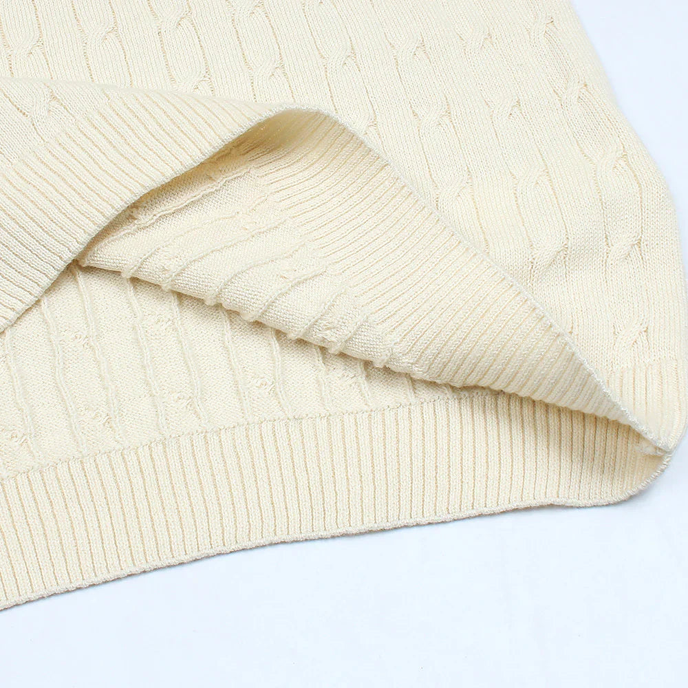 RL PREMIUM CABEL-KNIT BUTTON POLO SHIRT (OFF-WHITE)