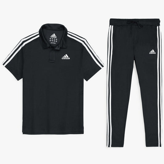 ADDAS PREMIUM MESH DRI-FIT 3 STRIPE TRACKSUIT (BLACK)