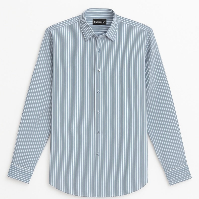 Mussimo Duti Imported Stripe Formal Shirt (Teal Blue)