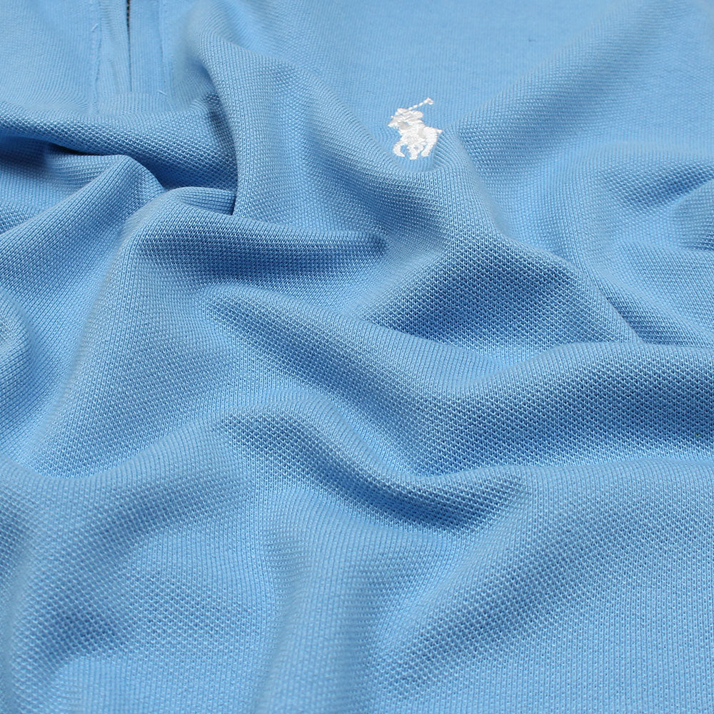 RL Premium Small Pony Zip Up Polo shirt (Sky Blue)