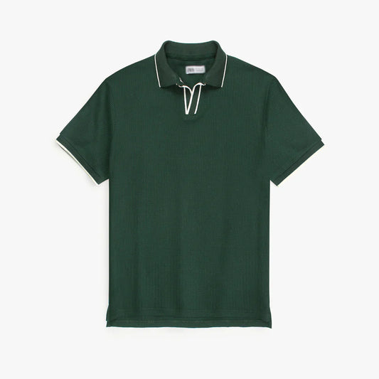 ZR PREMIUM MEN'S V NECK POLO SHIRT (GREEN)