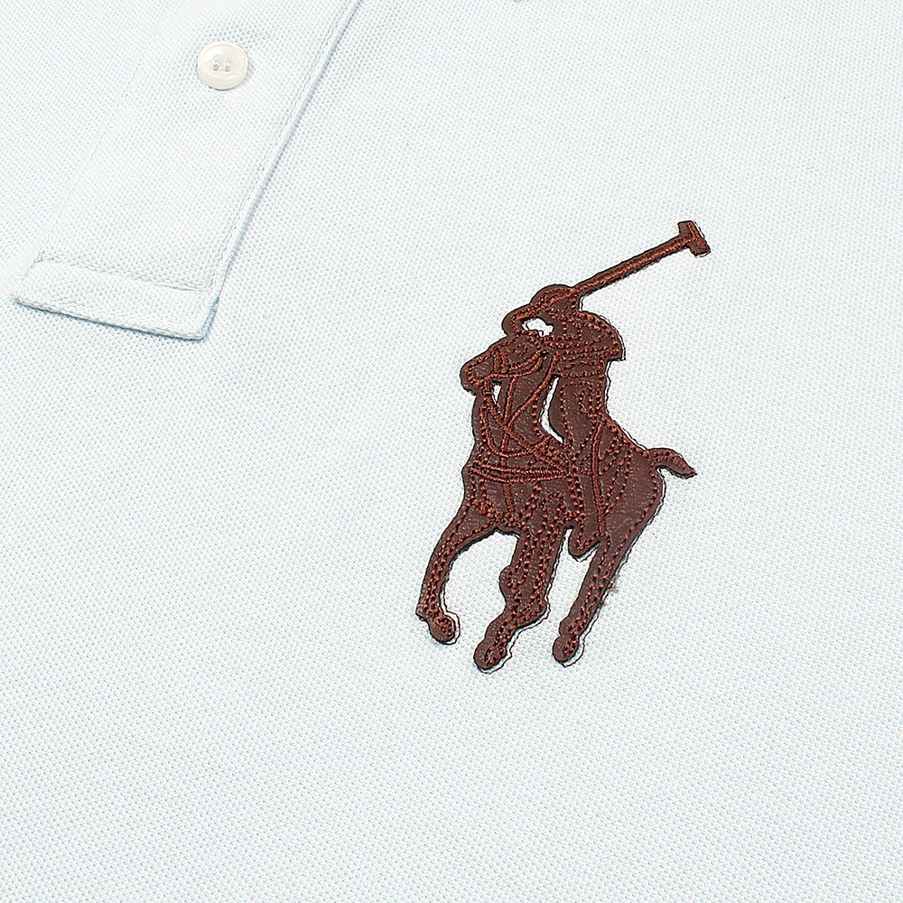 RL PREMIUM LEATHER BIG HORSE POLO SHIRT (SKY BLUE)