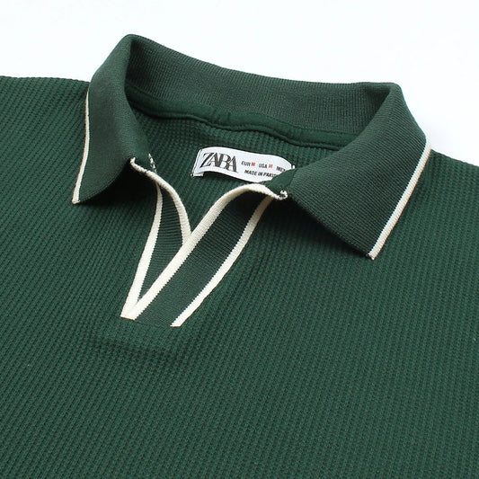 ZR PREMIUM MEN'S V NECK POLO SHIRT (GREEN)