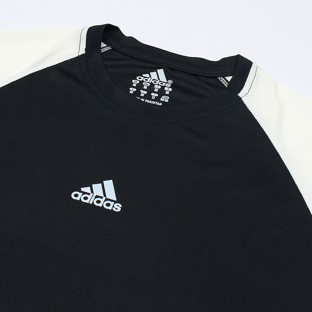 ADDAS Imported Mesh Shoulder Dri Fit T-Shirt (White & Black)
