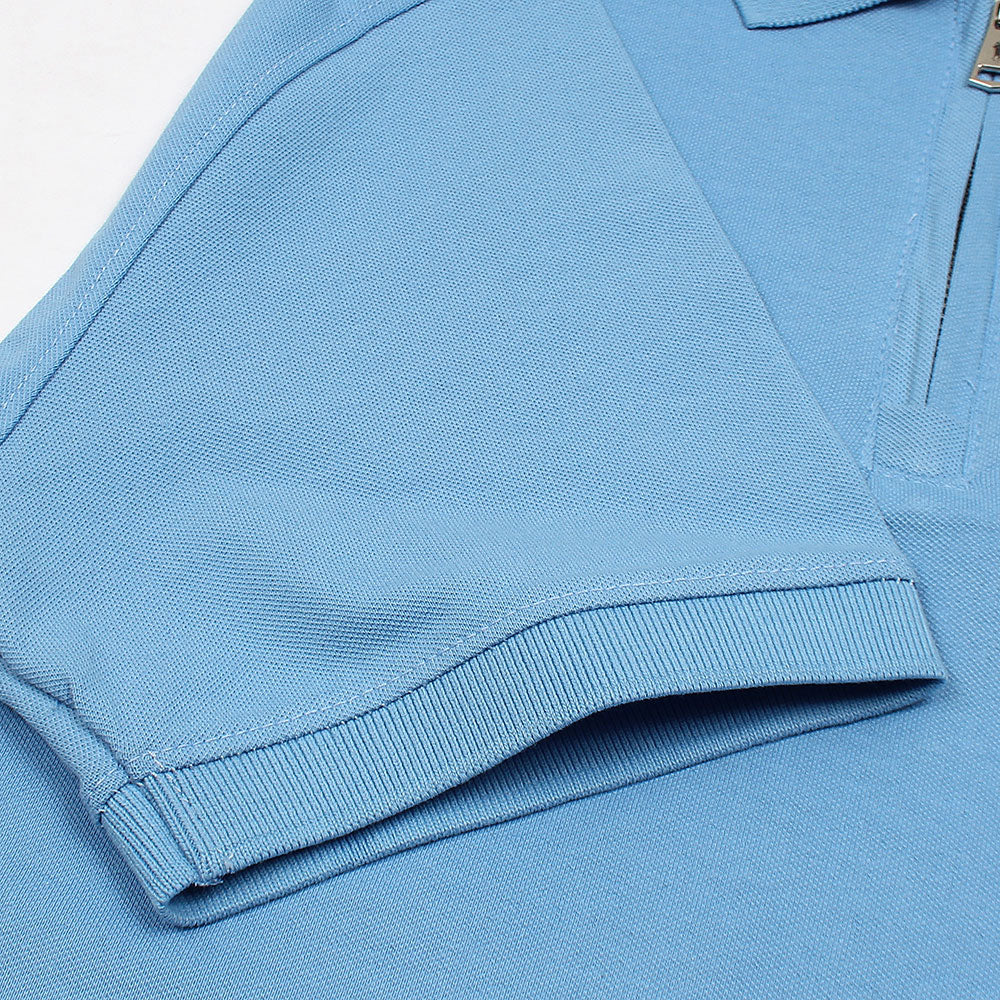 RL Premium Small Pony Zip Up Polo shirt (Sky Blue)