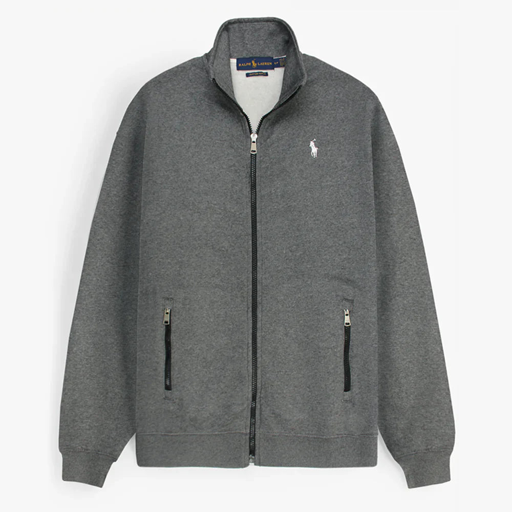 RL Premium Small Pony Cotton Fleece Zipper Jacket (Charcoal Grey)