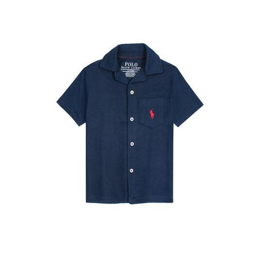 RL PREMIUM KIDS CUBAN COLLAR TWINSET (NAVY BLUE)
