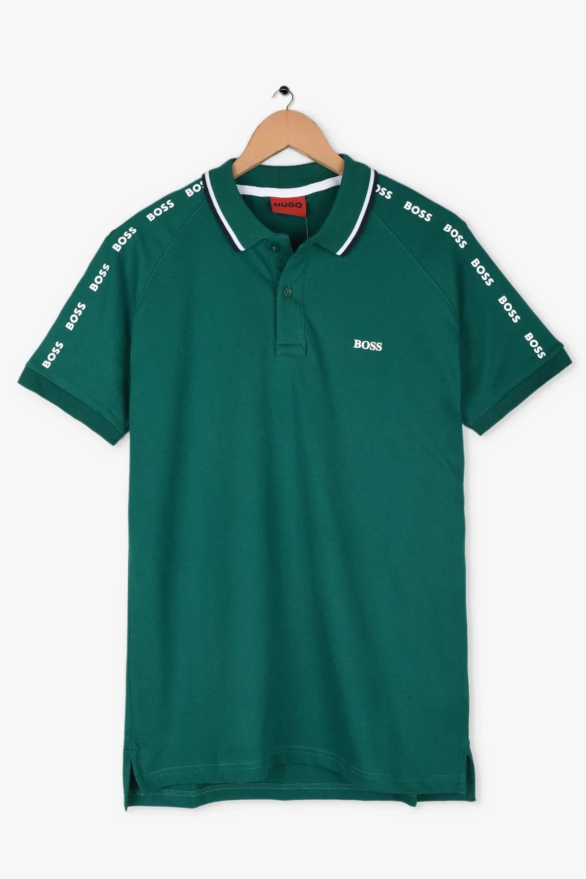 HGO BOS Imported Shoulder Contrast Trim Polo (Green)
