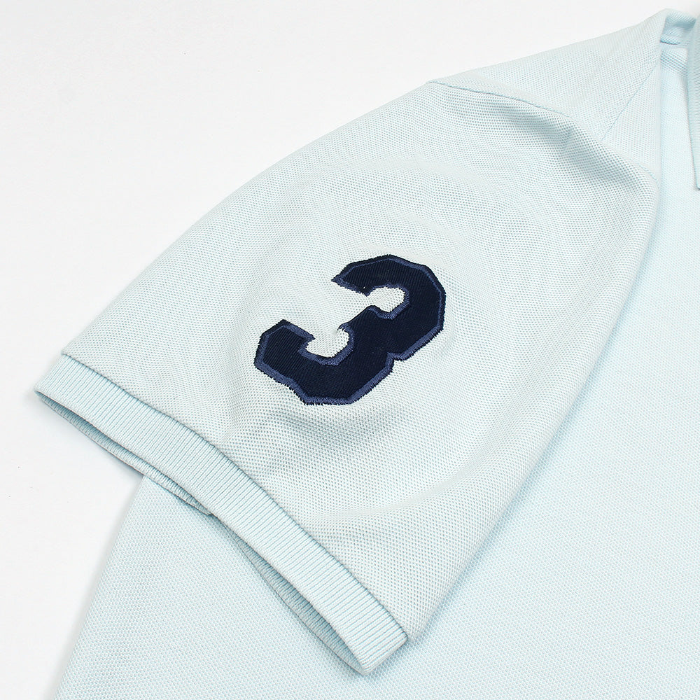 RL Premium 3 Horse Pique Cotton Polo Shirt (Sky Blue)