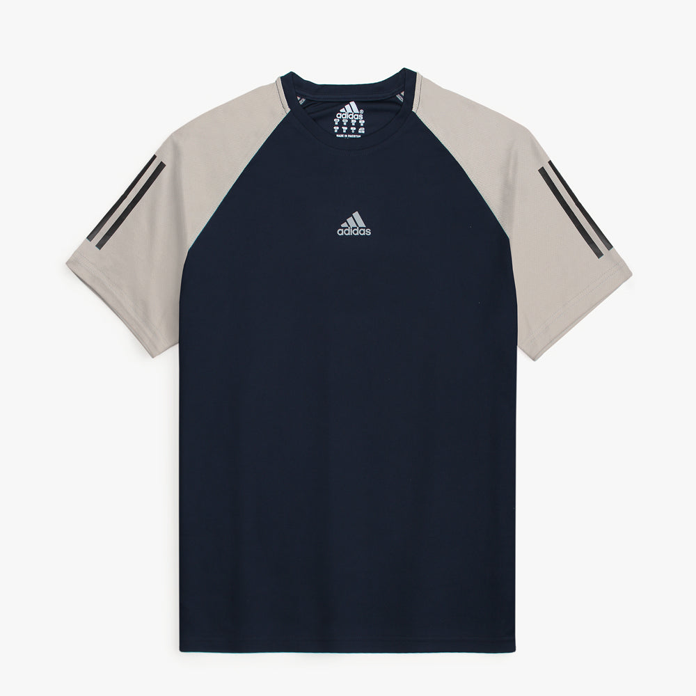 ADDAS Imported Mesh Shoulder Dri Fit T-Shirt (Navy & Grey)