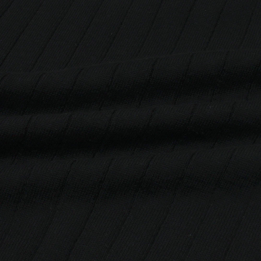 Z.A.R.A PREMIUM ESPRESSO CABEL-KNIT POLO SHIRT (BLACK)