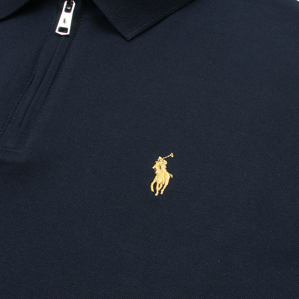 RL Premium Small Pony Zip Up Polo shirt (Navy Blue)