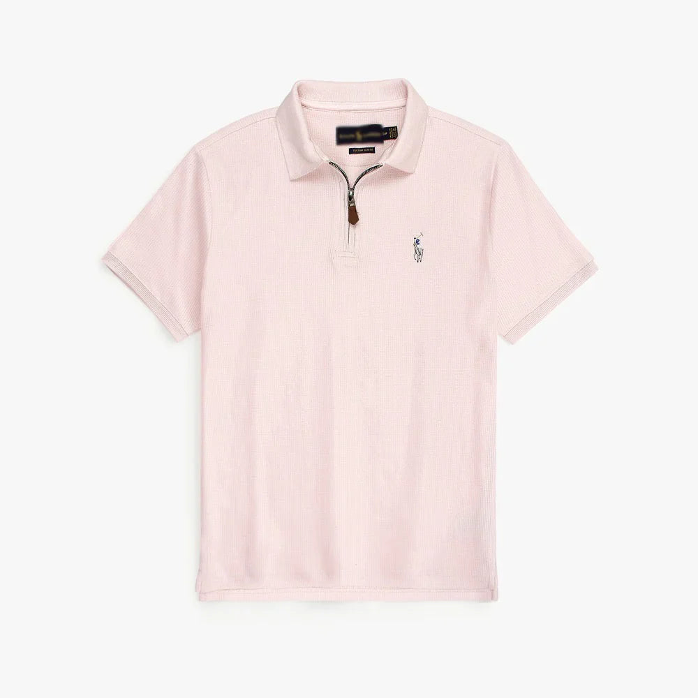RL PREMIUM MEN'S MULTI ZIPPER POLO SHIRT (POWDER PINK)