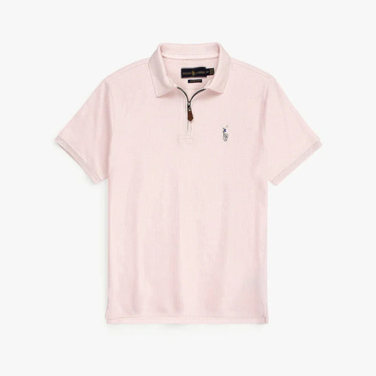 RL PREMIUM MEN'S MULTI ZIPPER POLO SHIRT (POWDER PINK)
