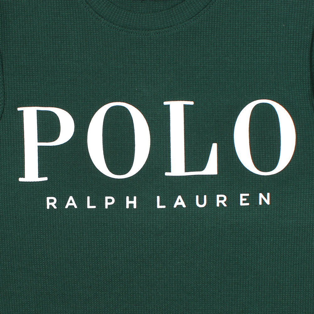 RL PREMIUM THERMAL COTTON IVORY LOGO SWEATSHIRT (DK GREEN)