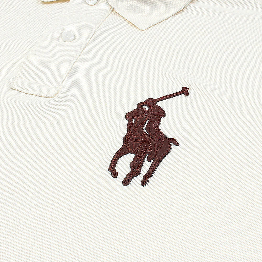 RL PREMIUM LEATHER BIG HORSE POLO SHIRT (OFF WHITE)