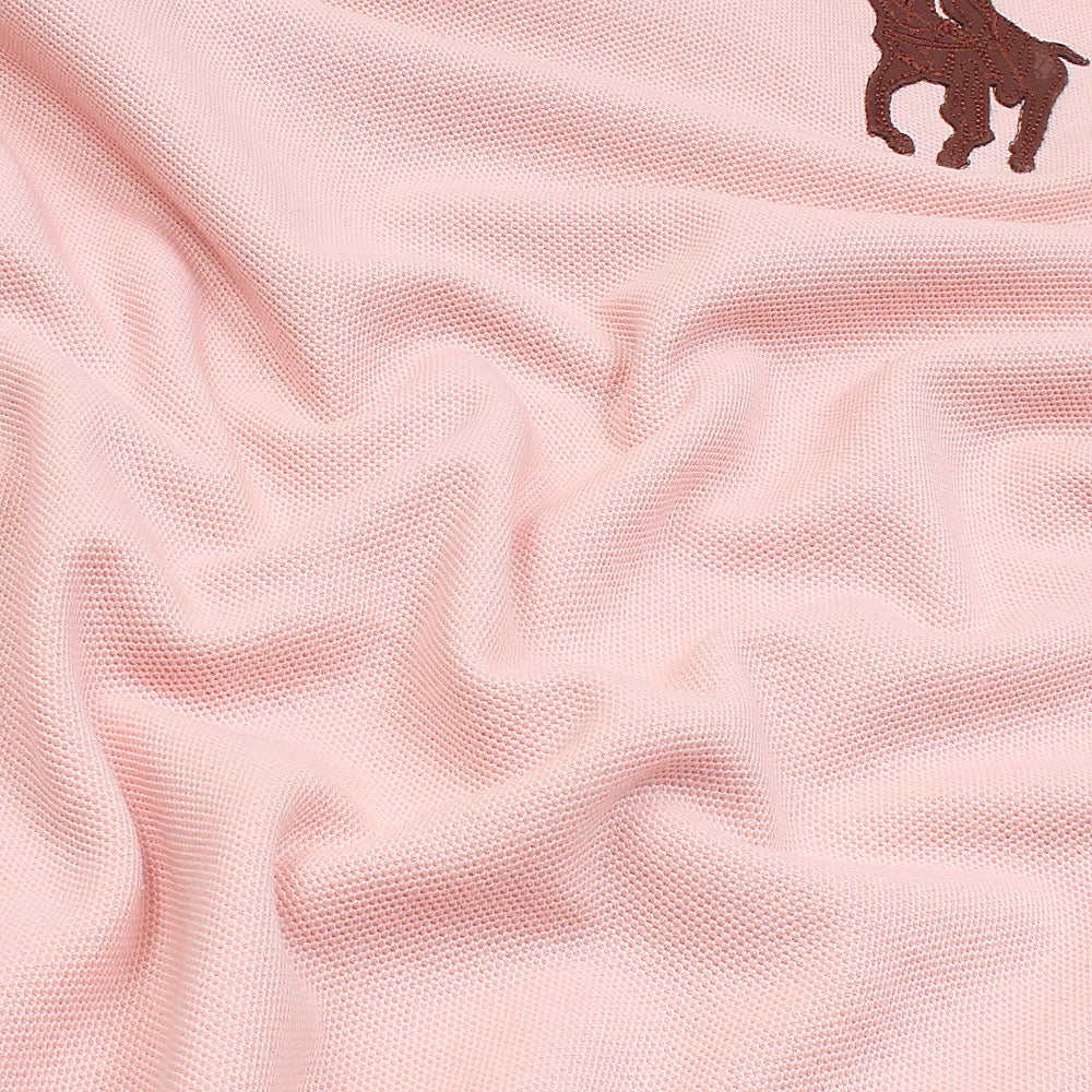 RL PREMIUM LEATHER BIG HORSE POLO SHIRT (POWDER PINK)
