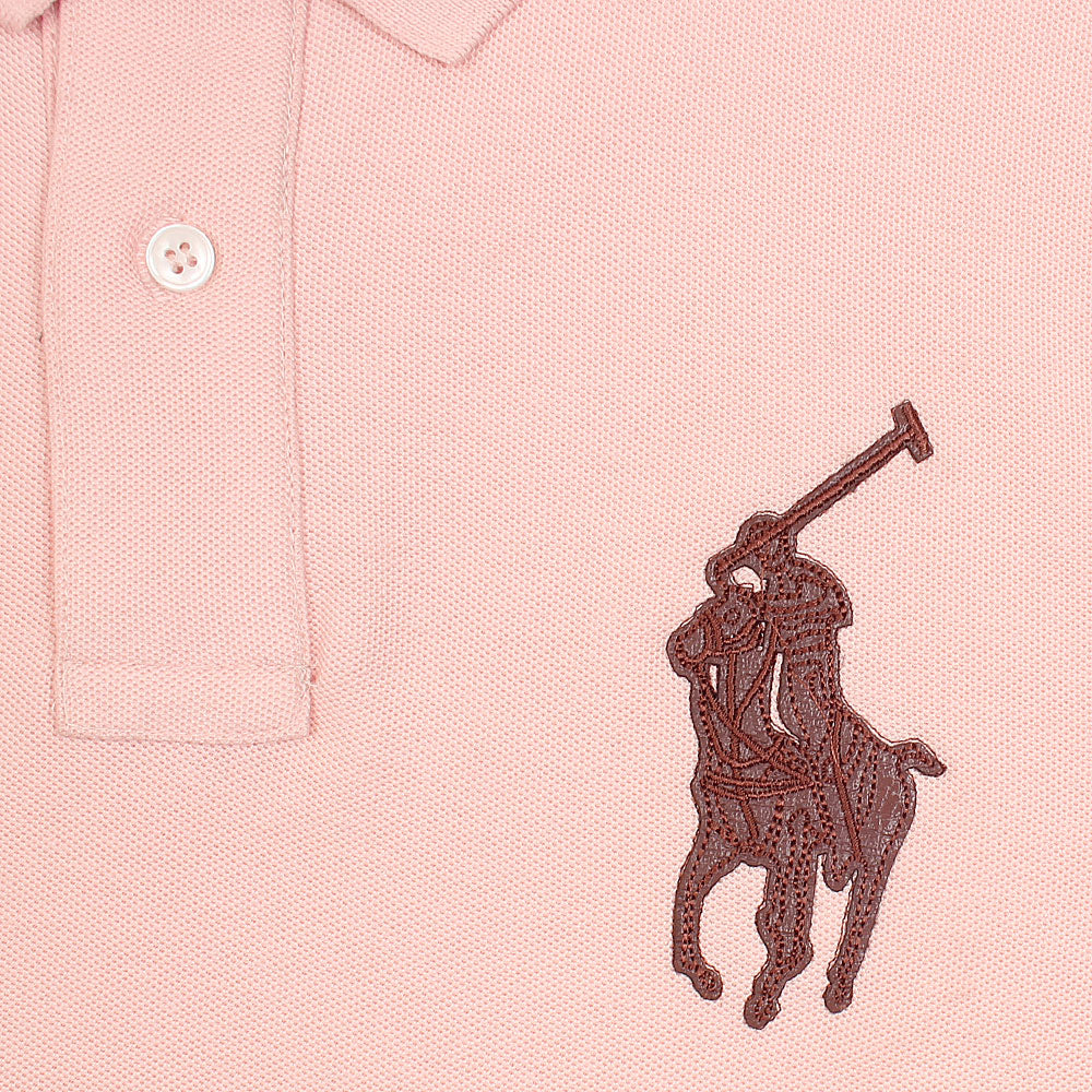 RL PREMIUM LEATHER BIG HORSE POLO SHIRT (POWDER PINK)
