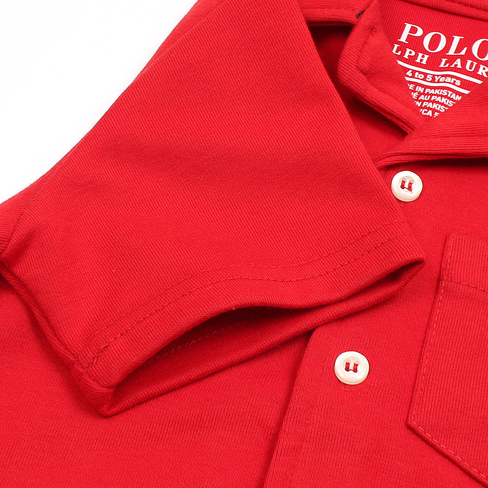 RL PREMIUM KIDS CUBAN COLLAR CASUAL SHIRT (RED)