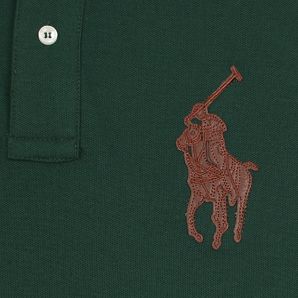 RL PREMIUM LEATHER BIG HORSE POLO SHIRT (GREEN)