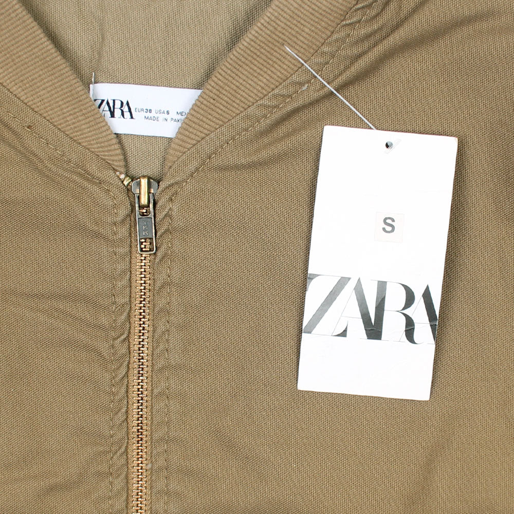 Z.A.R.A Premium Cotton Twill Fur Jacket (Khaki)