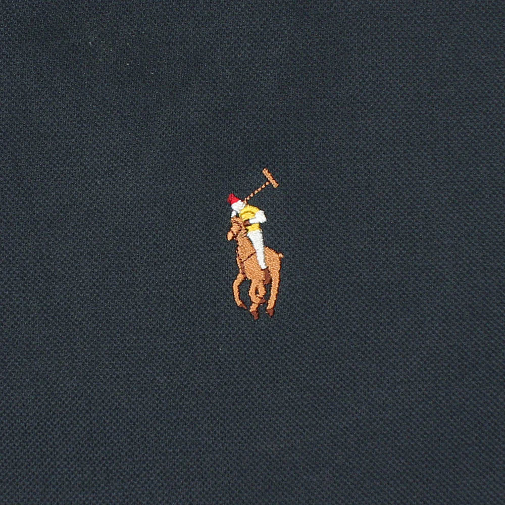 RL Imported Pique Cotton Fleece Zip-up Mockneck (Navy Blue)