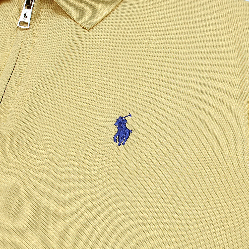 RL Premium Small Pony Zip Up Polo shirt (Yellow)