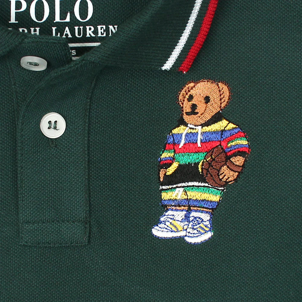 RL Kids Premium Tipping Collar Bear Polo Shirt (Green)