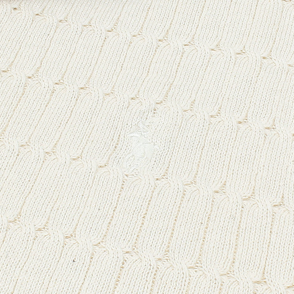 RL PREMIUM MEN'S CABEL-KNIT ZIPPER POLO SHIRT (CREAM)
