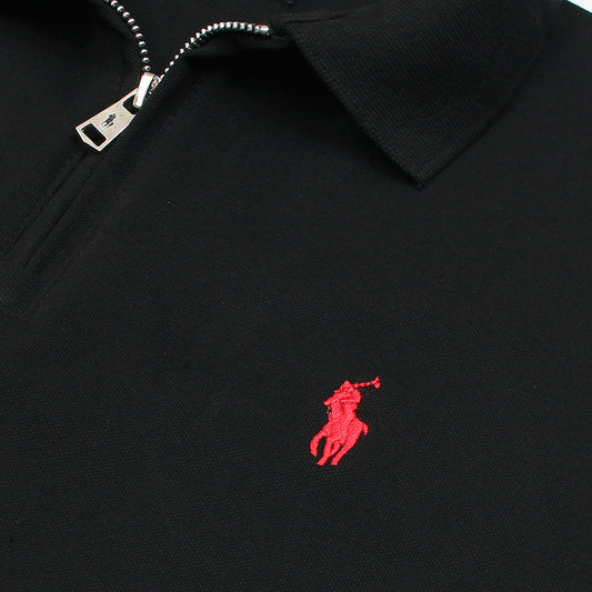 RL Premium Small Pony Zip Up Polo shirt (Black)