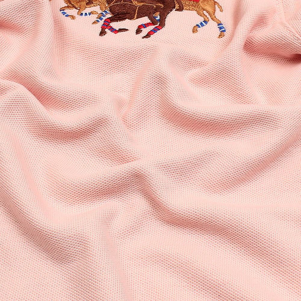RL Premium 3 Horse Pique Cotton Polo Shirt (Pink)