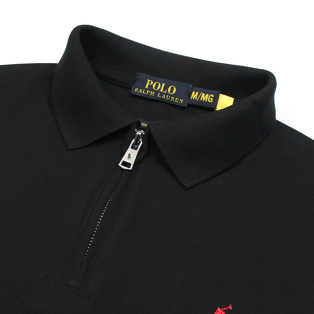 RL Premium Small Pony Zip Up Polo shirt (Black)