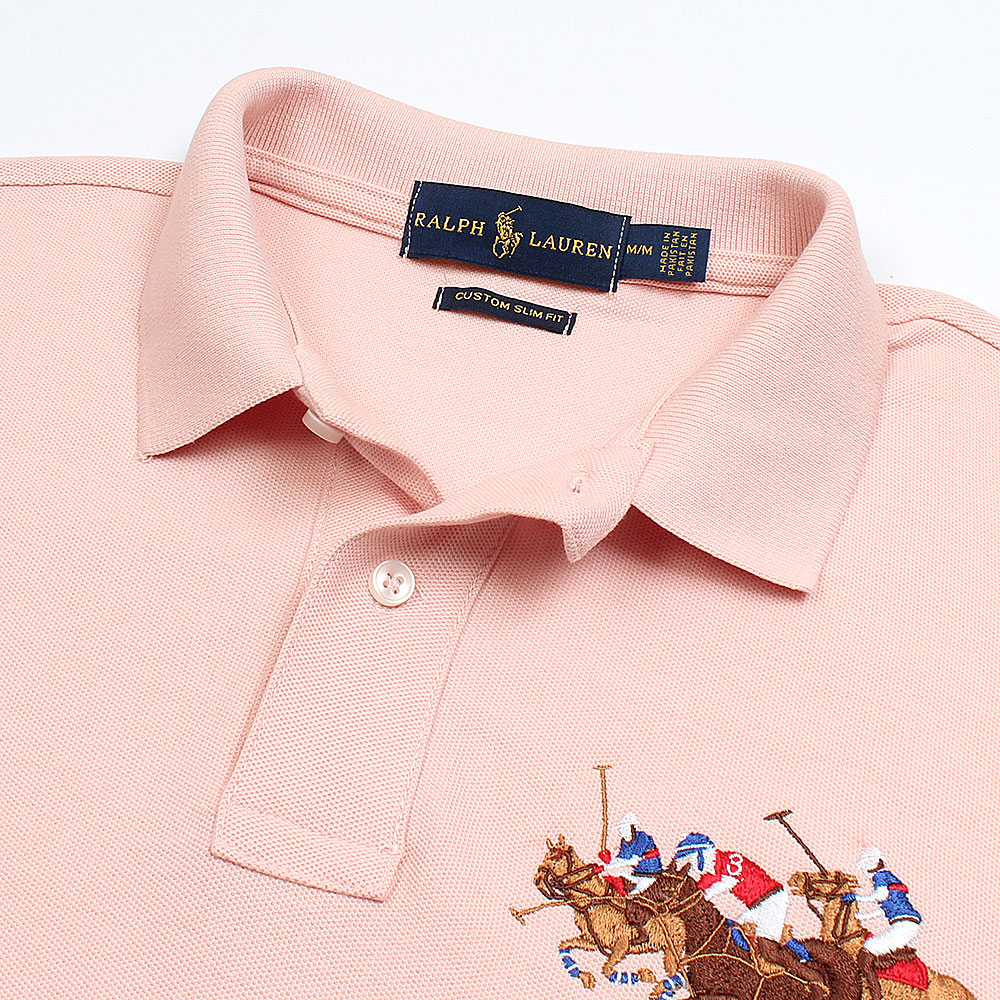 RL Premium 3 Horse Pique Cotton Polo Shirt (Pink)